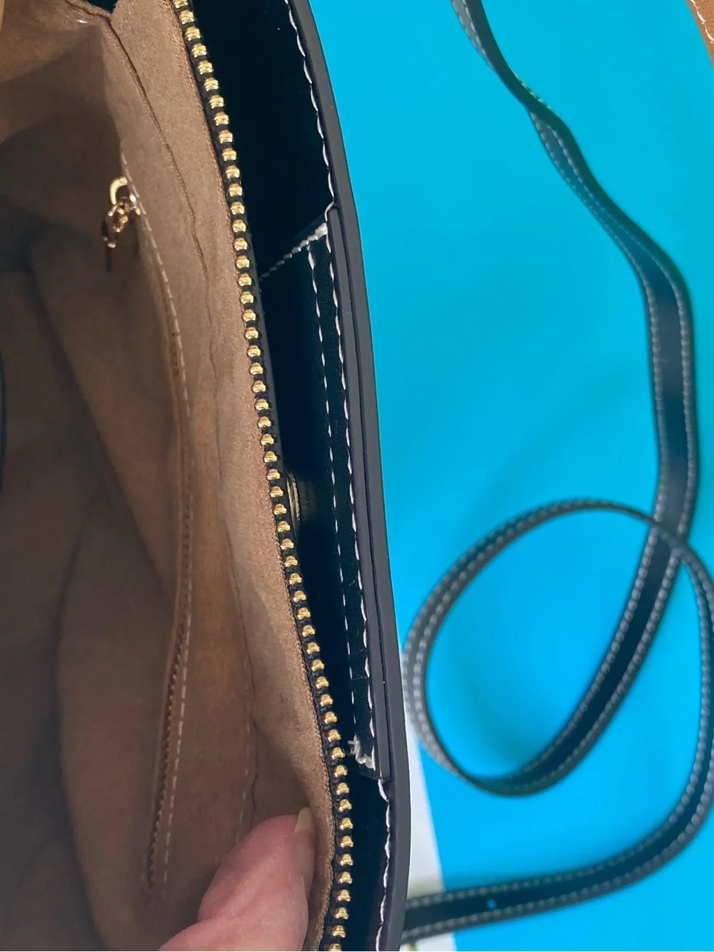 Leather Hand Tooled Hand-Painted Deer Bucket Shoulder Bag in Teal & Burgundy NWT